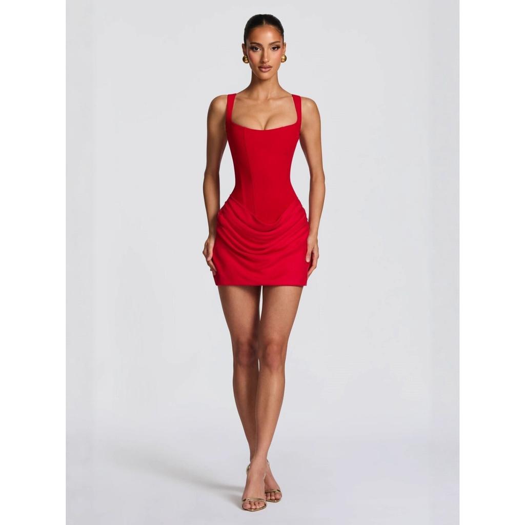 Women's Strapless Tube Mini Bodycon Dress Ruched High Waist Sexy Party Dress