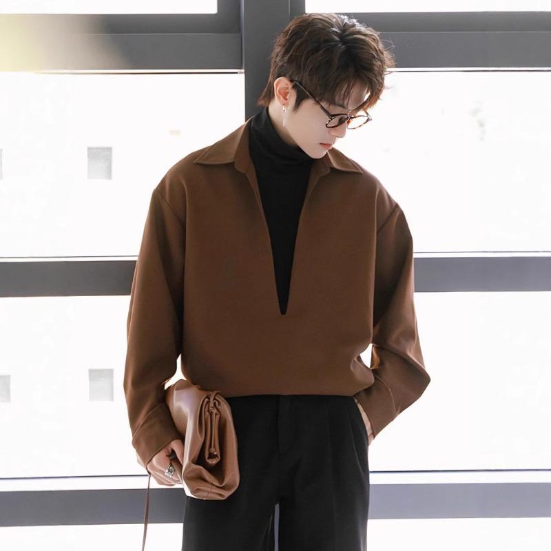 Men's Clothing Long-sleeved Shirt Spring Autumn New Fashion Trend Splicing Fake Two-piece Shirt Jacket