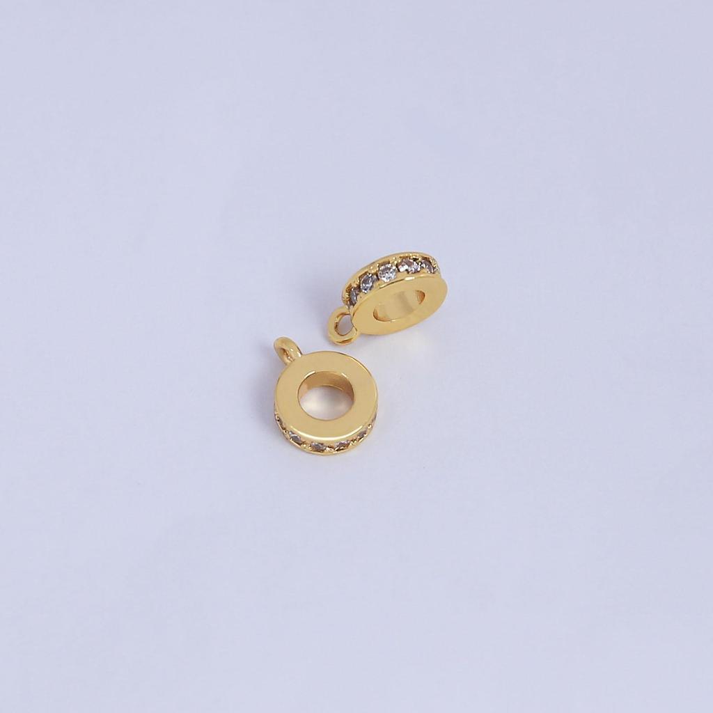 18K Gold-Plated Cubic Zirconia Spacer Beads Pendant and Clasp for DIY Jewelry