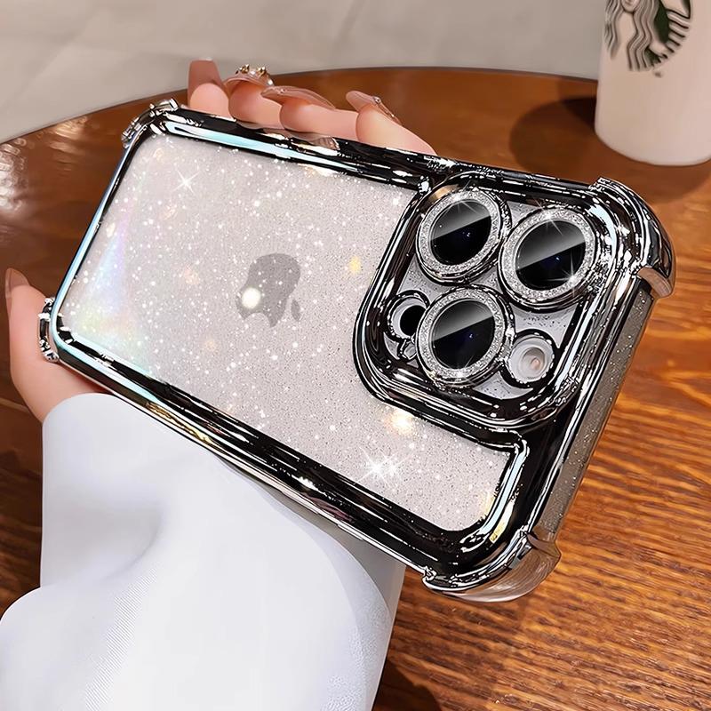 iPhone 17 Pro Starry Sky Electroplated Four-Corner Case with Glitter Lens Film 15