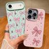 Rosa Schleifen Aufdruck Hülle Für iPhone 17 Pro Max iPhone 16 15 14 13 Pro Max 11 17e 16e Luxus Ledertextur Weiches Silikon Mattes Cover