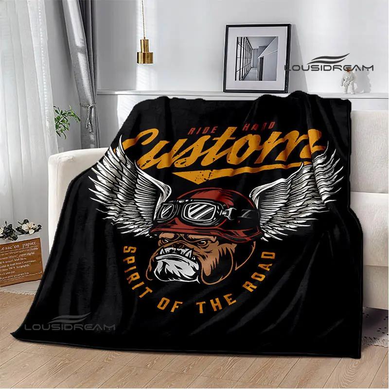 Motorcycle Retro Printing Blanket Flange Warm Soft and Comfortable Picnic Blanket Bed Linings Birthday Gift