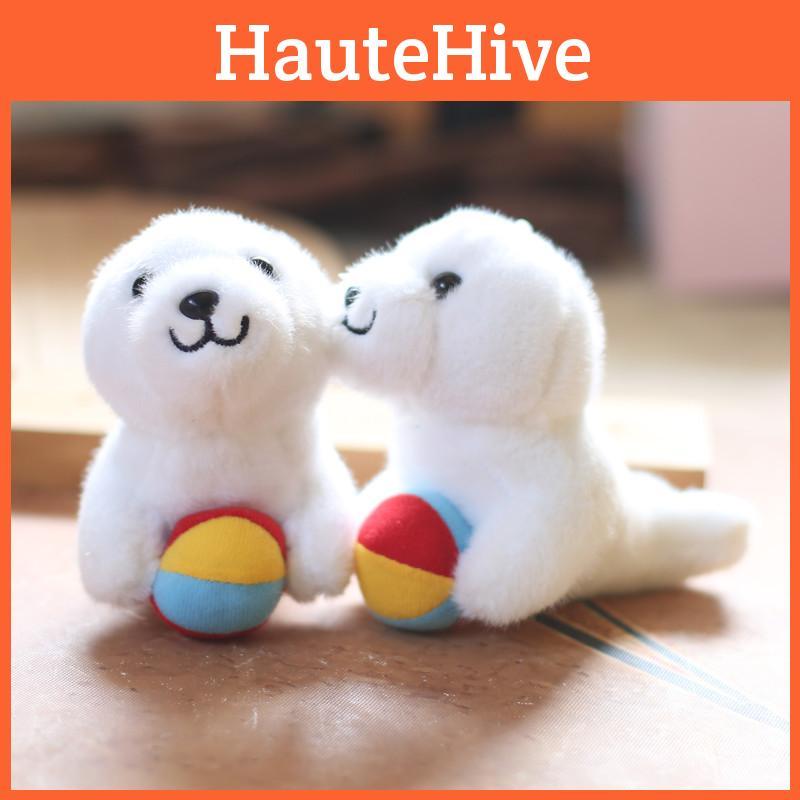 Cute Seal Plush Keychain Fluffy Toy Ultra-soft Stuffed Animal Bag Accessory