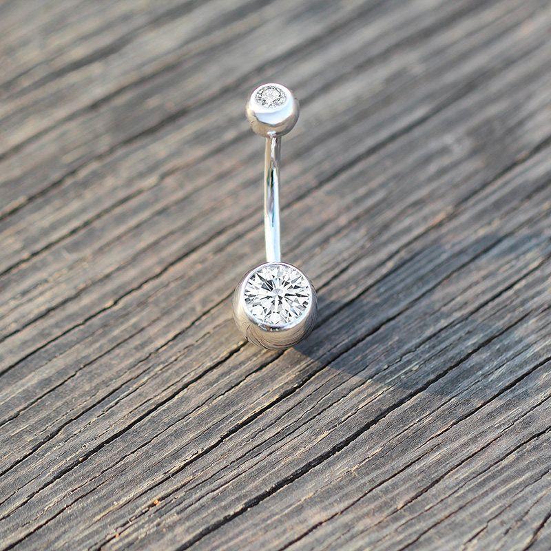 

Silver European and American Sexy Goddess Belly Button Ornament Navel Ring Navel Stud Puncture Female Thick Needle Double-Headed Diamond New Arrival Rod Length 6mm, Thin 1.2mm