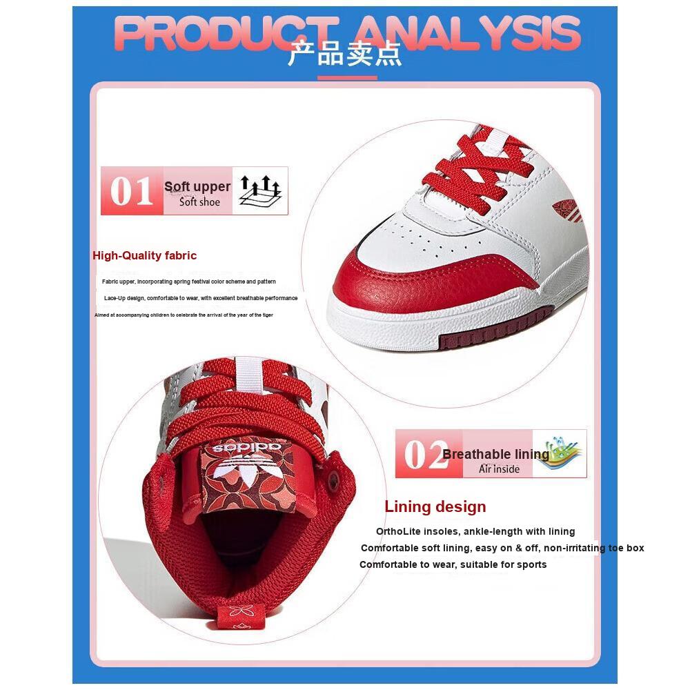 adidas Oryginalne Step Drop Wygodne Proste Antypoślizgowe Odporne na Zużycie Wysokie Buty do Jazdy na Rolkach dla Dzieci Buty do Jazdy na Rolkach dla Dzieci Białe Czerwone Złote GY2028
