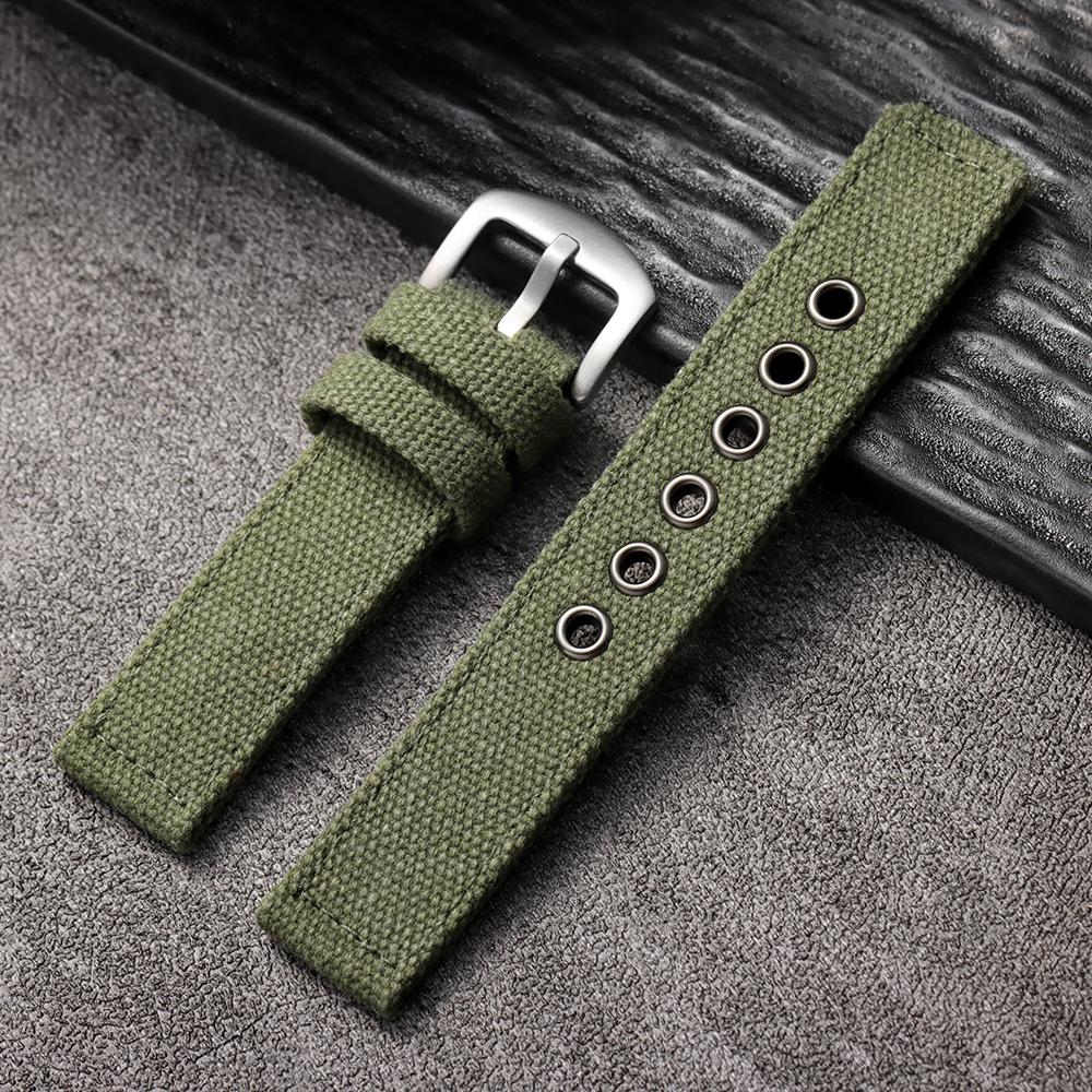 Canvas Watch Band 20mm 22mm 22mm Bracelet for Seiko Army Green Military Sports Strap for Men Women Wristband Belt Accessories