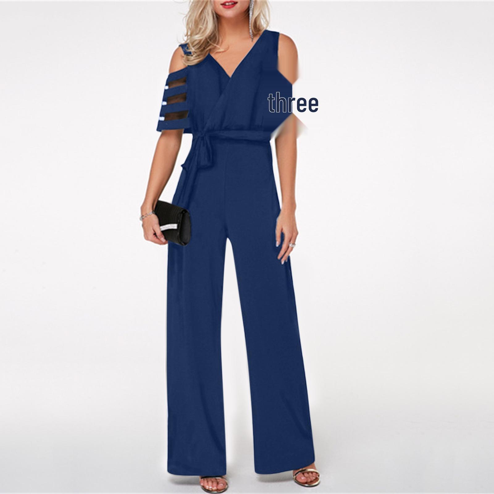 

Женские брюки палаццо с поясом - 4 варианта цвета XL темно-синий