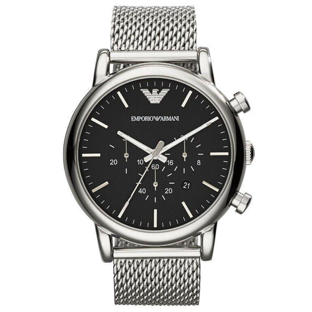 Emporio Armani AR1808 Orologio da uomo con cronografo classico quadrante nero da 46 mm