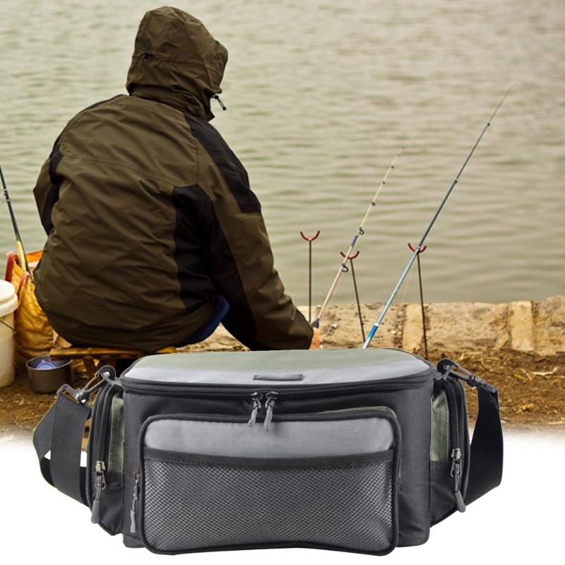 Large Capacity Fishing Tackle Bag Fishing Gear Bag Multipockets Carrying Pouches
