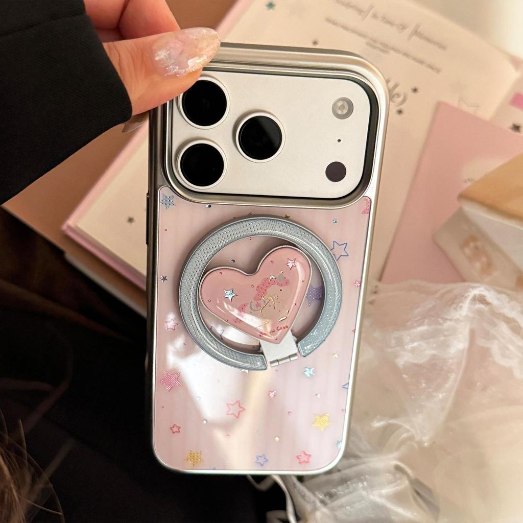 Colorful Star and Heart Magnetic Phone Case for iPhone 16, iPhone 17, and iPhone 17 Pro Max
