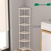 Triangular Corner Cabinet with Multi-Layer Storage and Display Shelves for Living Room or Bedroom.