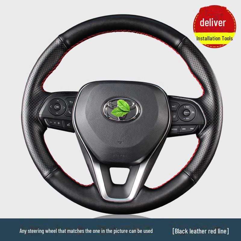

Чехол на руль из коровьей кожи, сшитый вручную для RAV4, Camry, Corolla, Wildlander Same as pictured steering wheel