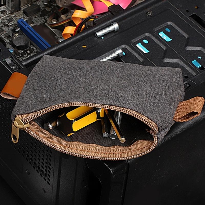 3 Piece Multipurpose Canvas Tool Bag Heavy Duty Zipper Pouch Tool Organizers Set for Hardware Storage and Organization