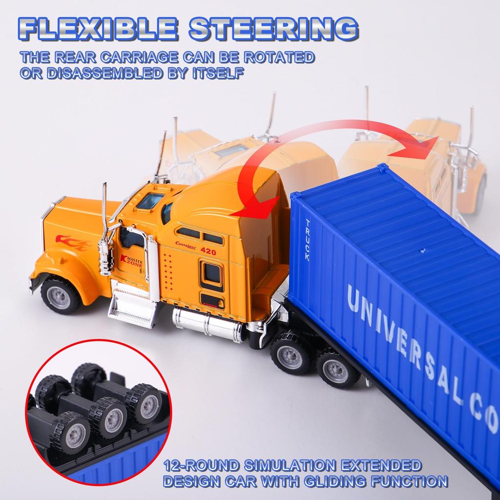 AIUAZA 165 Truck Model, Disassembly Cargo Container Model, Kids Truck Toy Model, Alloy Truck, Semi Truck, Boys Trailer Toy