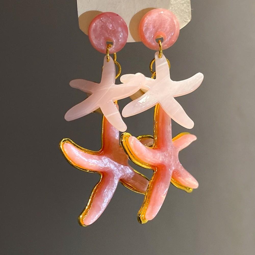 Candy Color Ocean Starfish Stud Earrings Shell Starfish Ear Pendant  Ladies