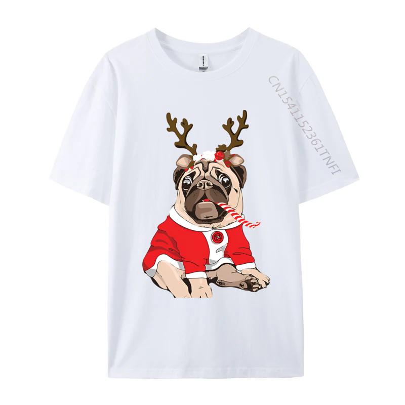 Graphic T Shirts Men Pug Deer Pug Lovers Reindeer Christmas Tshirt Soft Breathable Cotton Tops Tee 3xl Men Clothing