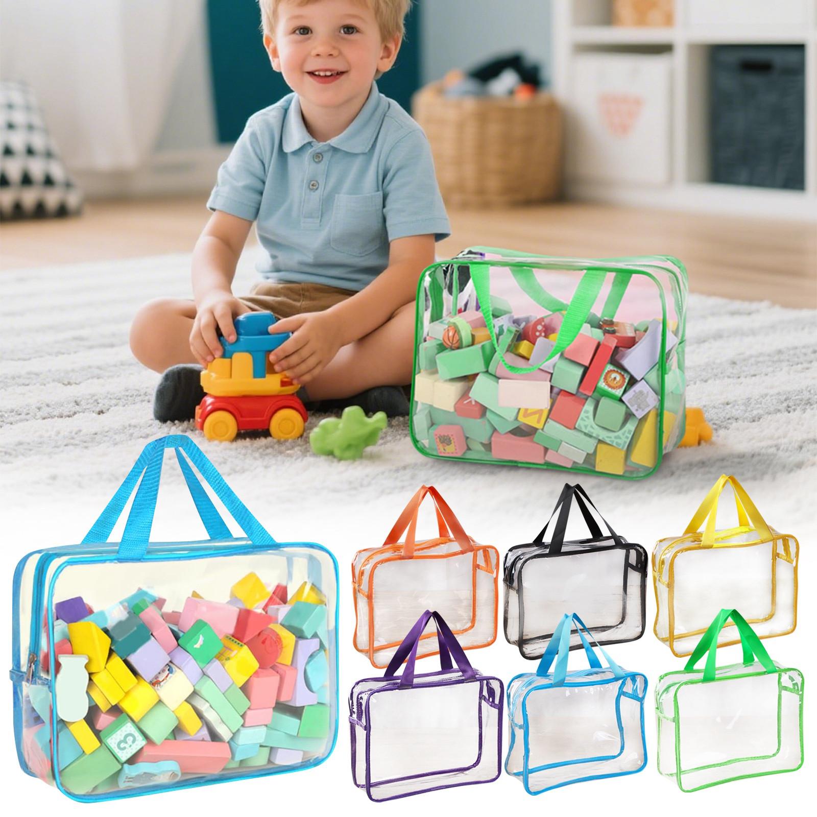 Toy Storage Bags Large PVC Reusable Board Game Storage Containers Clear Zipper Pouches Travel Organizer Bags For Building Block, Puzzle, Kids Books