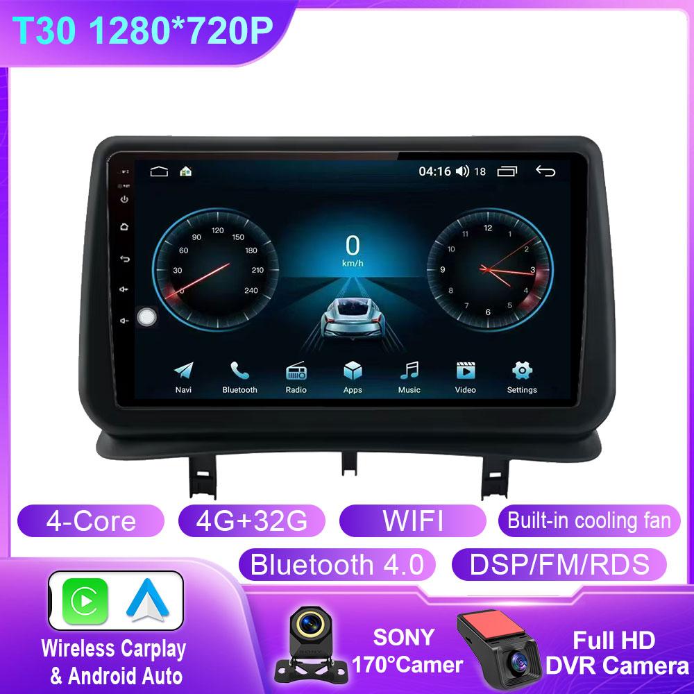Car Android 14 For Renault Clio 3 2005 - 2014 Car Radio Multimedia Player Navigation GPS Autoradio CarPlay QLED Screen No 2 Din