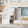 Loft Bed 90 x 200, High-Fence Safety Design with Wardrobe, Shelves and Storage with Safety Climbing Ladder, Multifunctional Bed, Solid Wood Bed, White
