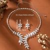 Women's jewelry set perfectly inlaid with zircon in a leaf shape, suitable for attending various events and celebrations