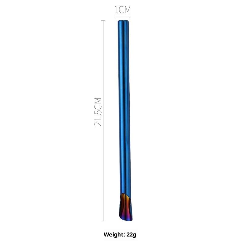 Reusable 304 Stainless Steel Straw Pearl Milkshake Bubble Tea Straw Stirring Smoothie Spoon Shaped Straw