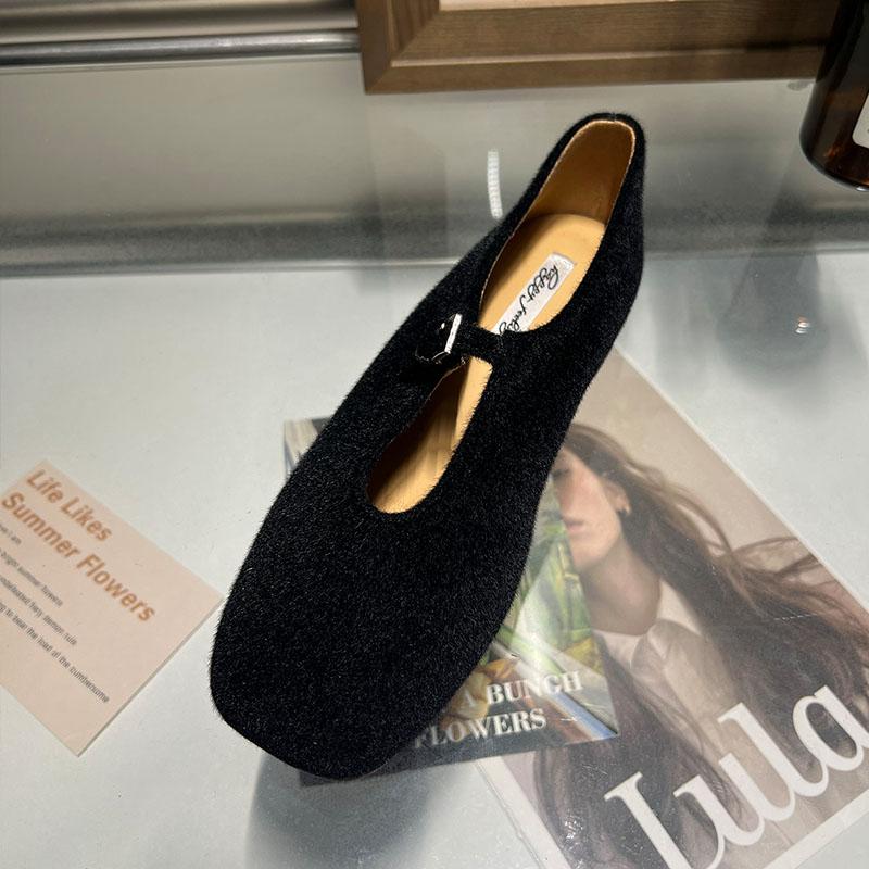 Fashion Flock Fashion Buckle Strap Women Mary Janes Flats Shoes Shallow Female Square Toe Footwear Slip On Ladies Flats Shoes Lady