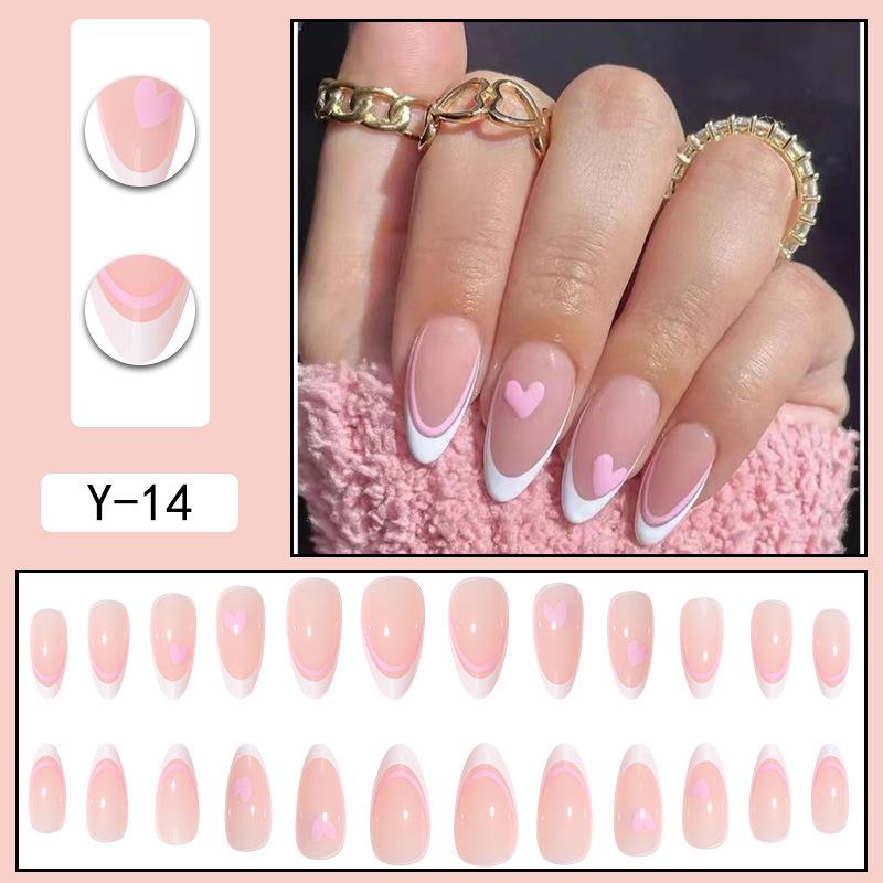 Y1 Fake Nail Sticker Wearing Nail Finished Nail Piece Removable Blush Nail Girl Cat Eye Gradual Change Nail Patch