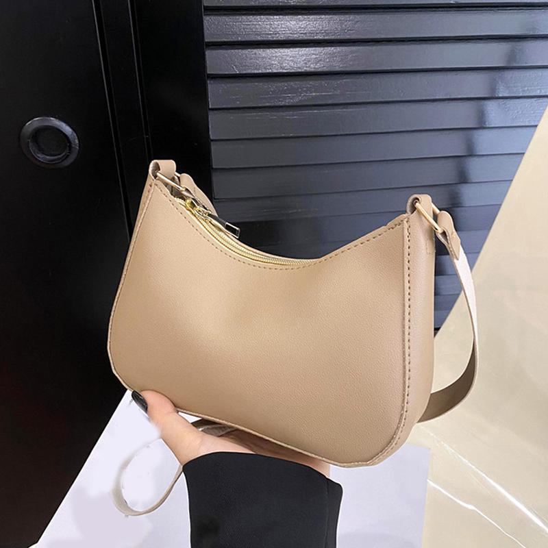 Retro Solid Color PU Leather Shoulder Underarm Bag Women's Fashi Handbags Hobos Purses and Handbag Ladies Crossbody Bags