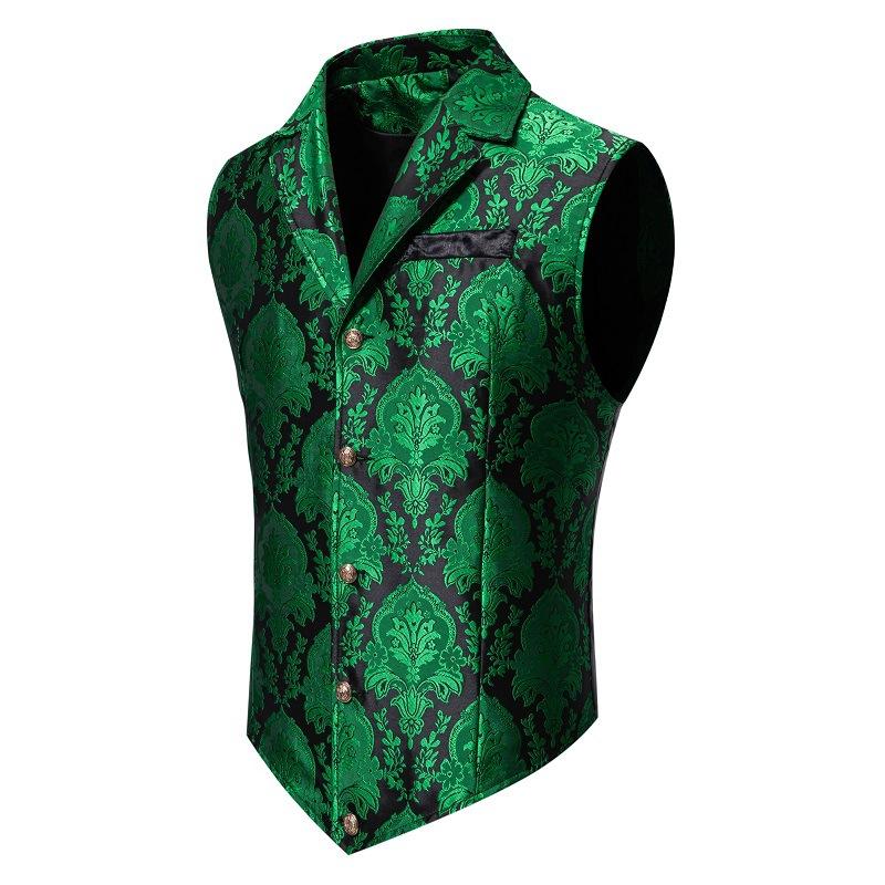 Men's Paisley Gothic Vest Victorian Steampunk Waistcoat with Notched Lapel for Tuxedo Formal Events Themed Weddings
