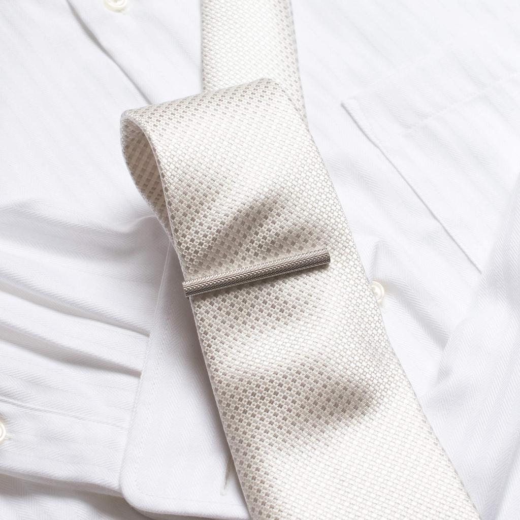 Tabarat Tie Made In Brass with Knurling and Alligator Claws Men's Clip, Japan, (Silver)