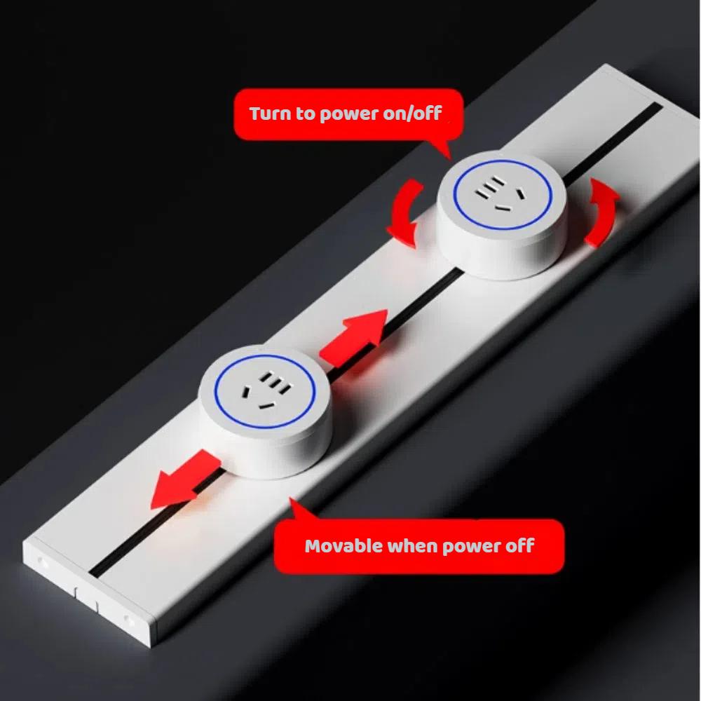 UK / Universal Outlet Movable Track Socket 40cm Black Round Romovable Adapter 8000W Insulation Protection Multi-Outlet Sockets