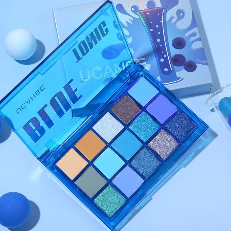 UCANBE - Paleta de Sombras de Ojos Blue Tonic de 15 Colores