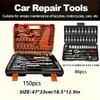 151/46pcs Automotive And Motorcycle Repair Tool Kit - Made of Durable Chrome Vanadium Steel, Includes Ratchet Wrenches 