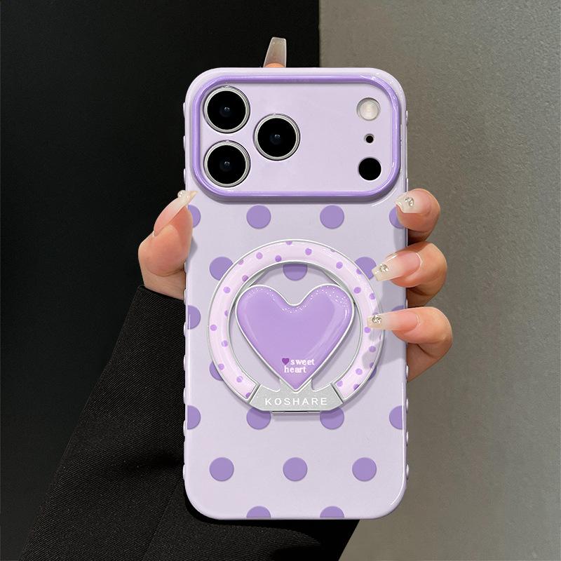 Applicable To Apple 11promax Mobile Phone Case 11 Korean Simple Iphone11 Polka Dot Love Bracket 11 Large Windows