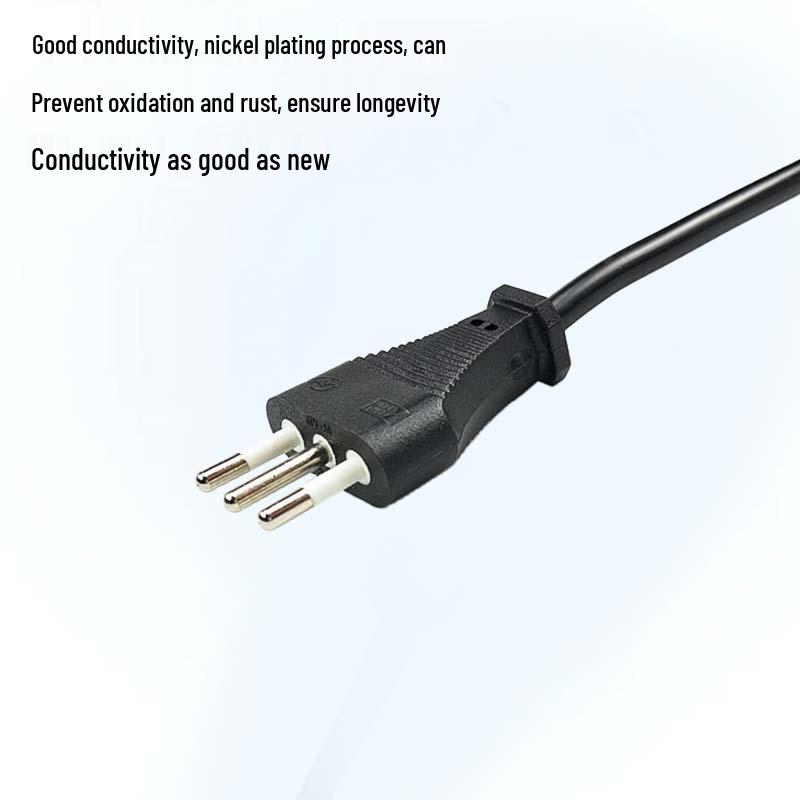 Italy 3-Pin Double-Head Figure-8 Power Cord (0.75/1.0/1.5mm²) for Computers
