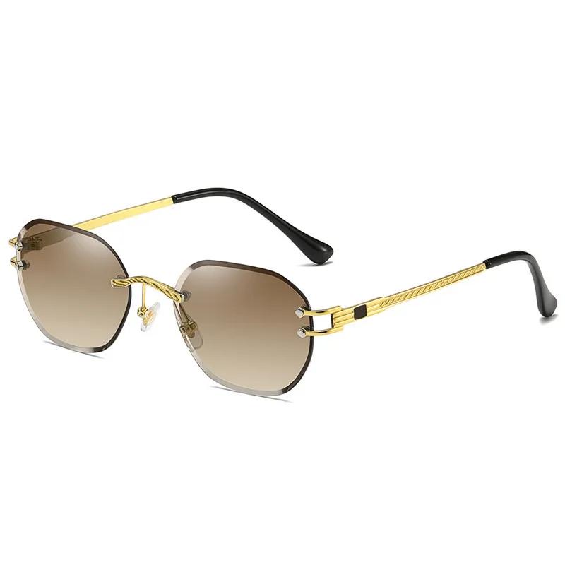 Gafas de Sol Azules Sin Montura Cuadradas Metálicas de Alta Calidad Estilo Verano Espejo para Hombres Mujeres