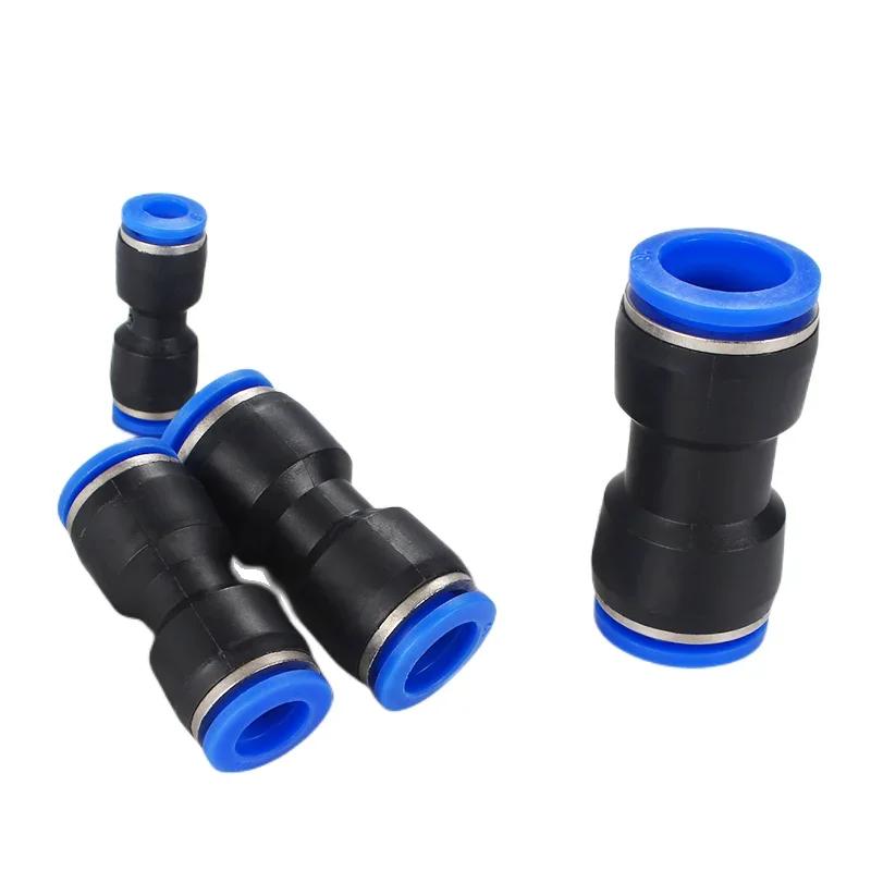 100PCS Pneumatic PUStraight-throughTracheal Joint PlasticQuick PlugConnector 4 6 8 Straight-throughButt Joint HighPressure AirPr