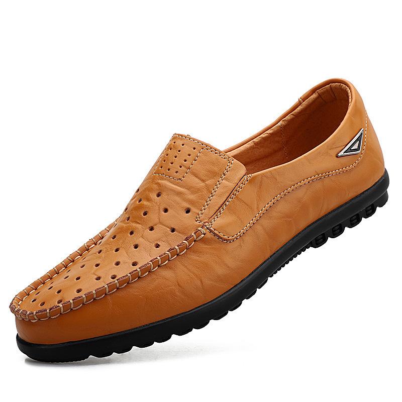 Spring and Summer Men's Casual Leather Shoes Large Size Lazy Shoes British Cowhide Beanie Shoes Trendy Shoes Men's Shoes Trendy Shoes