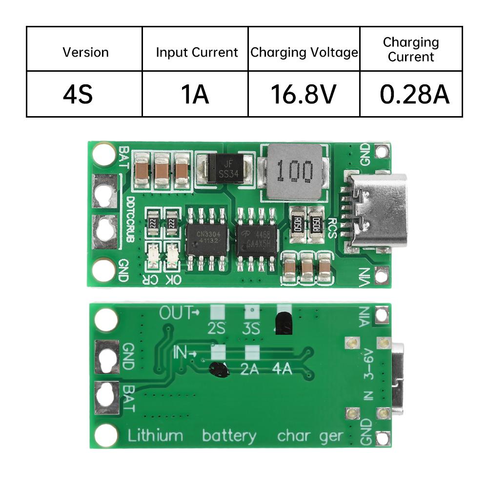 2S/3S/4S 1A 2A 4A Typ-C Auf 8,4V 12,6V 16,8V Step-Up Boost LiPo Polymer Li-Ion Ladegerät DC 36V 18650 Lithium-Batterie