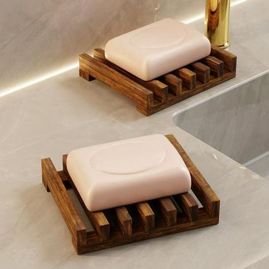 Handcrafted Wooden Soap Dish for Bathroom Sink and Shower