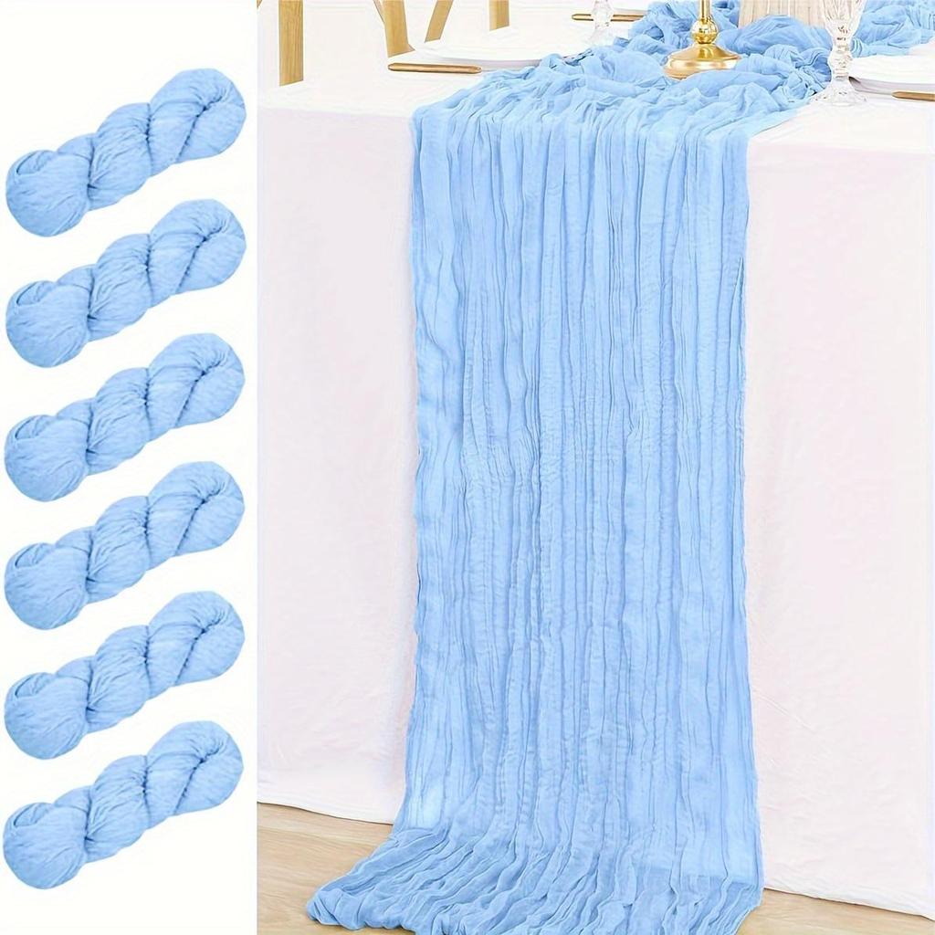 Pink Ruffled Voile Table Runner for Weddings & Parties, Sweet Kindergarten & Salon Decor