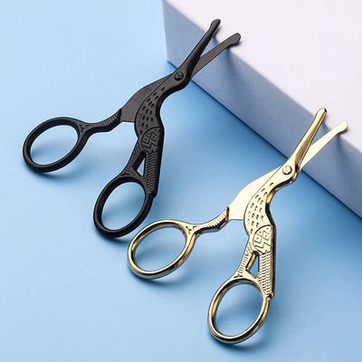 1 Stück Nasenhaarschere mit rundem Kopf, Storch-Typ, BeautyScissors für Augenbrauen, Nasenhaar, Bart, Ohrenhaar, Augenbrauenschere, Edelstahl