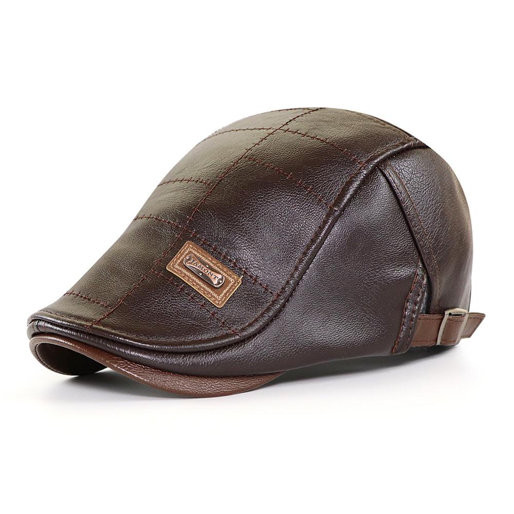 Newsboy Cap Men Top Faux Leather Gorras Planas Duckbill Beret Hat Winter Autumn Warm Flat Caps Vintage Man Boinas Gatsby Hats