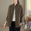Women's Retro Diamond Lattice Winter Jacket - Color Block Warm Cotton Outerwear