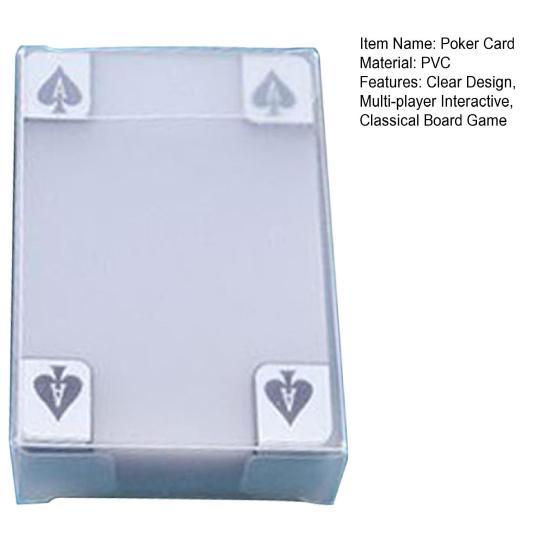 54 Stück/Set Klare Pokerkarten Wasserdicht PVC Transparentes Kartendeck Kinder Erwachsene Familienabend Mehrspieler Interaktiv Klassisches Karten-Brettspiel