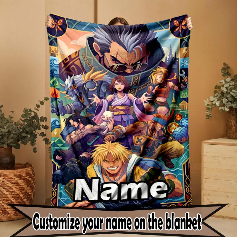 Custom Name Personalized Final Fantasy Print Blanket, Home Decor, Bedroom, Sofa, Camping, Couch, Gifts for Birthday Christmas