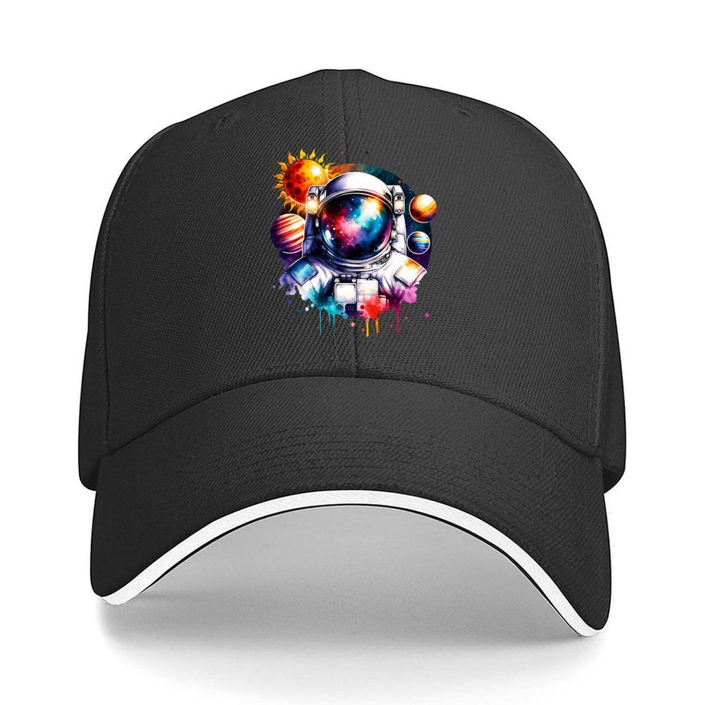 Colorful Astronaut Space Galaxy Planets Sun Illustration Sandwich Baseball Cap Unisex Women Sun Cap Outdoor Workouts Hat
