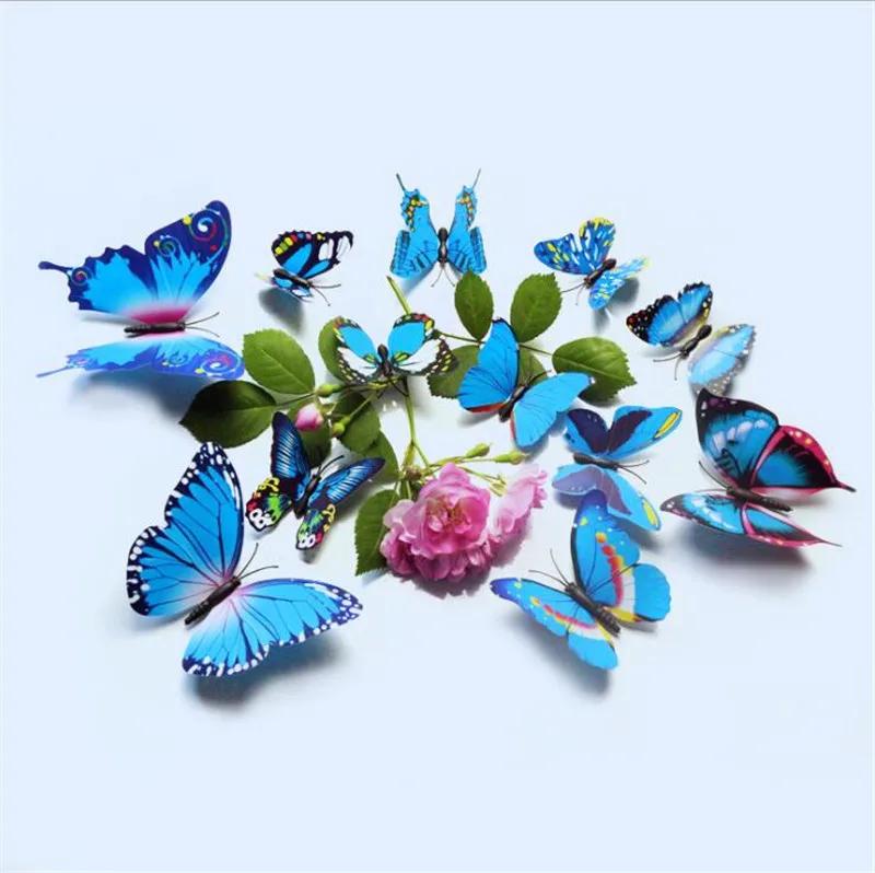12 Pcs/set Beautiful Art Design 3D Multicolor PVC Magnet Butterfly Wall Sticker For Wall Kids Bedroom Home sticker Decoration