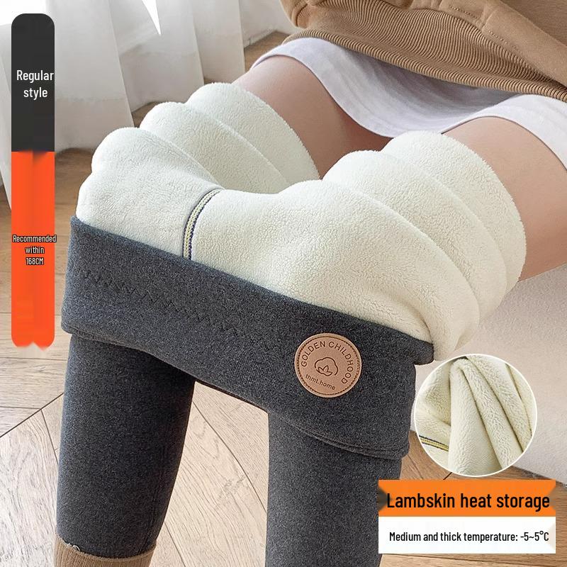 Women's Fleece-Lined Leggings, Plus Size, Thick Lamb Fleece Pants for Autumn and Winter - Warm, Thickened Cotton, Outdoor Wear.