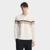 FILA Heritage Classic Striped Fashion Simple Casual Comfortable Versatile Long Sleeve Polo Shirt Men tops Cloud-Mushroom-White F11M618220FWT